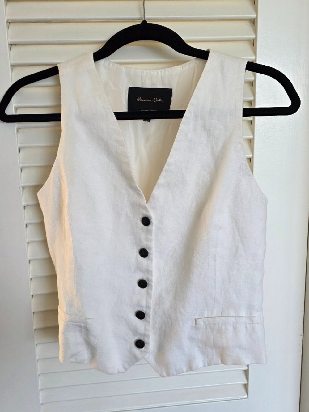 Massimo Dutti 100% Linen Vest Waistcoat Size S in Ivory/White
